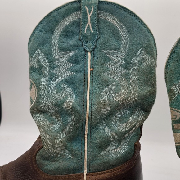 Twisted X Boots Mens Size 11D Brown Turquoise Square Toe Western Cowboy - Picture 9 of 16